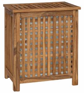 Kosz na pranie naturalny 50 x 35 x 60 cm Lite drewno teakowe