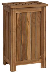 Kosz na pranie naturalny 35 x 25 x 60 cm Lite drewno teakowe