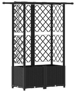 Podniesione łóżko z kratką i dachem Czarny 124,5 x 40 x 138 cm