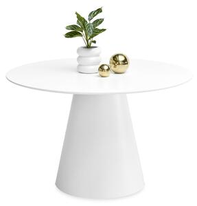 Elegancki stół 120 cm ottawa okrągły biały na jednej nodze do jadalni