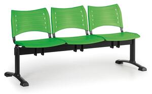 Ławka do poczekalni plastikowa VISIO, 3 siedzenia, zielony, czarne nogi