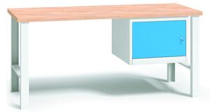 Profesjonalny stół warsztatowy z drewnianym blatem roboczym, 1700x685x840 mm, 1x szafka