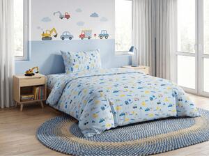 Dziecięca bawełniana pościel MINI TRUCKS niebieska, 100% bawełna Rozmiar pościeli: 70 x 90 cm | 140 x 200 cm