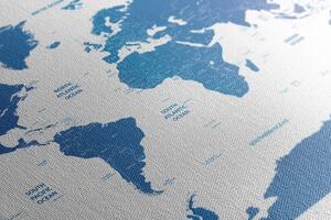 Obraz na korku mapa świata z poszczególnymi krajami