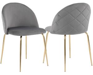 MebleMWM Krzesło tapicerowane THDC015-2 szary welur | złote nogi