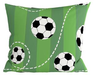 Poszewka na poduszkę z polibawełny FOOTBALL TIME POLY 45x45 cm, zielona