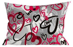 Poszewka na poduszkę z polibawełny STREET LOVE POLY 50x70 cm, szara