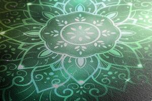 Obraz Mandala z galaktycznym tłem w odcieniach zieleni