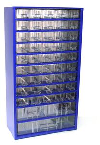 Metalowa szafka z szufladami, 48 szuflad, niebieski