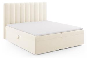 Beżowe łóżko boxspring ze schowkiem 180x200 cm Gina – Milo Casa
