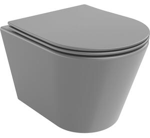 Mexen Rico miska wc Rimless z deską wolnoopadającą slim, duroplast, szara ciemna mat - 30724071