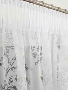 Firana devorÃ© w kwiaty 400x150 cm - Åuk, wypalany wzÃ³r, taÅma marszczÄ ca