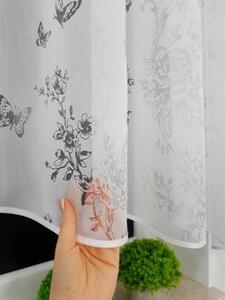 Firana devorÃ© w kwiaty 400x150 cm - Åuk, wypalany wzÃ³r, taÅma marszczÄ ca