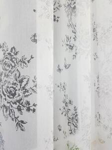 Firana devorÃ© w kwiaty 400x150 cm - Åuk, wypalany wzÃ³r, taÅma marszczÄ ca