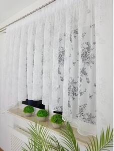 Firana devorÃ© w kwiaty 400x150 cm - Åuk, wypalany wzÃ³r, taÅma marszczÄ ca