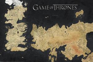Plakat, Obraz Game of Thrones - Westeros Map, (120 x 80 cm)