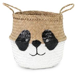 Biało-naturalny dziecięcy kosz na zabawki z trawy morskiej ø 25x24 cm Panda – Compactor