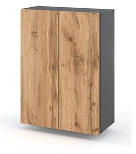 Szafka Łazienkowa Wisząca STIVMEBLE 60cm Słupek Łazienkowy Szafka Szary Mat Dąb Wotan 60x30x80 cm
