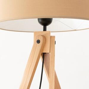 Lampa stojąca podłogowa z abażurem taupe trójnóg drewniany 1xE27 15W NATT Sollux Lighting