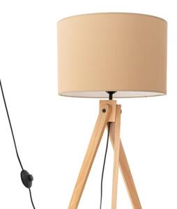 Lampa stojąca podłogowa z abażurem taupe trójnóg drewniany 1xE27 15W NATT Sollux Lighting