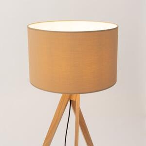 Lampa stojąca podłogowa z abażurem taupe trójnóg drewniany 1xE27 15W NATT Sollux Lighting