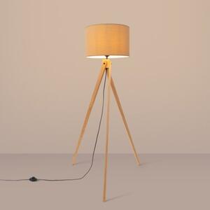 Lampa stojąca podłogowa z abażurem taupe trójnóg drewniany 1xE27 15W NATT Sollux Lighting