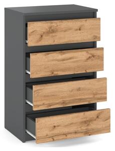 Komoda STIVMEBLE 4 szuflady 60x33,5x92,5 cm Szary Mat / DÄ b Wotan