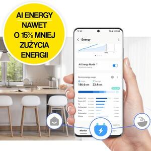 Lodówka SAMSUNG BESPOKE AI RB38C7B6D22 EF No Frost 203cm Czarne szkło