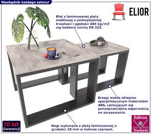 Industrialny zestaw stolików kawowych beton + czarny - Juna 3X
