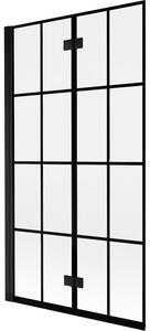 Mexen Mist parawan nawannowy 2-skrzydłowy lewy 100 x 150 cm, czarna kratka, czarny - 8A9-100-002-70-77-L