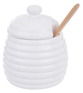 Pojemnik na miód z łyżką porcelanowy WHITELINE 340 ml