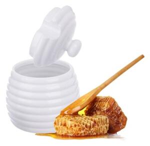 Pojemnik na miód z łyżką porcelanowy WHITELINE 340 ml