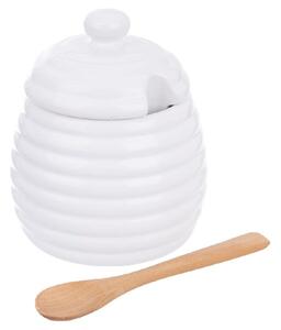 Pojemnik na miód z łyżką porcelanowy WHITELINE 340 ml
