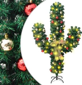 Świąteczny kaktus ze stojakiem i LED, zielony, 150 cm, PVC