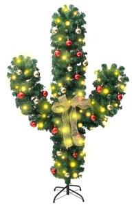 Świąteczny kaktus ze stojakiem i LED, zielony, 150 cm, PVC