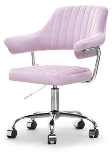 Mały fotel obrotowy w stylu glamour z przeszyciami merlin liliowy velvet