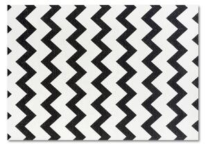 Skandynawski dywan lajn biało-czarny zygzak łatwoczyszczący naturalny