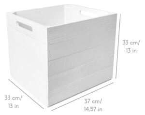 Drewniana Skrzynia Biała do Półek Kallax | CREATIVE DECO | Organizer z Uchwytami 33x37x33cm | Biały