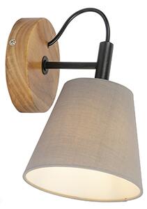 Wiejski Kinkiet / Lampa scienna drewno z szarym - Cupy Oswietlenie wewnetrzne