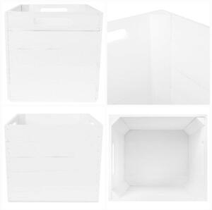 Drewniana Skrzynia Biała do Półek Kallax | CREATIVE DECO | Organizer z Uchwytami 33x37x33cm | Biały