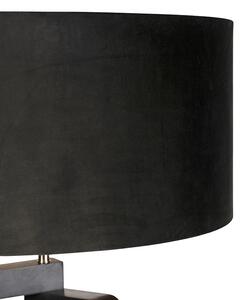 Lampa podłogowa trójnóg czarna klosz welurowy czarny 50cm - Puros Oswietlenie wewnetrzne