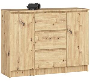Komoda AKORD K100 kolor DÄ b Artisan mat 101 cm 2 drzwi 3 szuflady 4 pÃ³Åki 101x35x76 cm