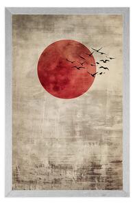 Plakat japandi Plakat czerwony księżyc