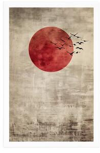 Plakat japandi Plakat czerwony księżyc
