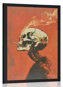 Plakat japandi szkielet z papierosem