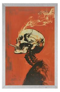 Plakat japandi szkielet z papierosem