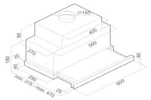 Okap VDB Vector PRO 60 BiaÅy 788m3/h 62dB klasa B