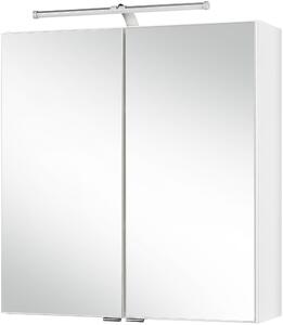 Biała szafka łazienkowa z lustrem i oświetleniem led 60 cm