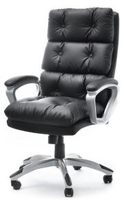 Komfortowy fotel biurowy benon z czarnej pikowanej skóry eko z miękkim siedziskiem