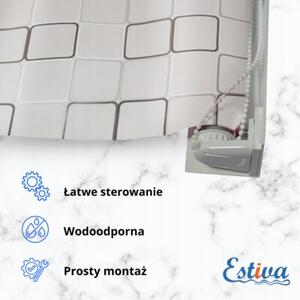 Roleta wannowo-prysznicowa z kasetą Estiva 100x240 cm wzór kwadraty białe grafit 1 szt